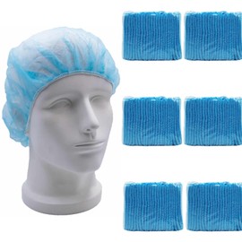 Safetyware 600 Pack Non-Woven Disposable Bouffant Mob Cap Hair Net Head Cover Dustproof Elastic Bulk for Hospital Food Kitchen Cleaning Laboratory Blue (600)