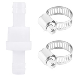 Jecdfs Valvola di non ritorno acqua da 10 mm, valvola di ritegno in plastica con 2 fascette per fissaggio - Ideale per lavatrici, asciugatrici, sistemi di scarico di liquidi e gas