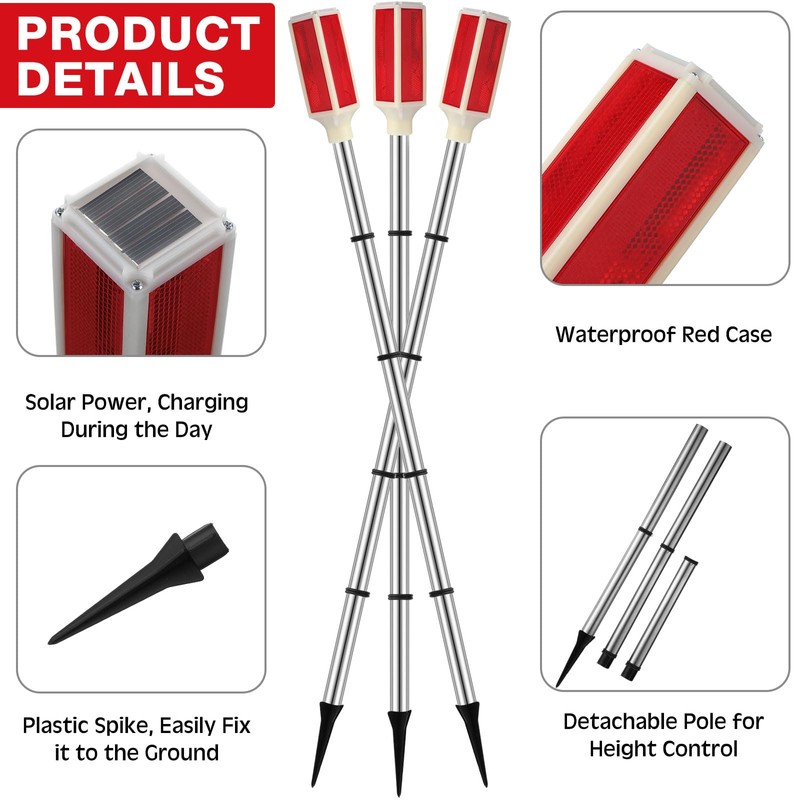 Rossesay 4 Pack 44'' Solar Powered Driveway Markers Reflective Landscape
