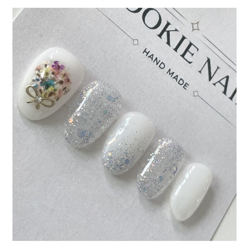 ⭐️ Exciting spring day [White Blossom Flower] Nail Tips ⭐️