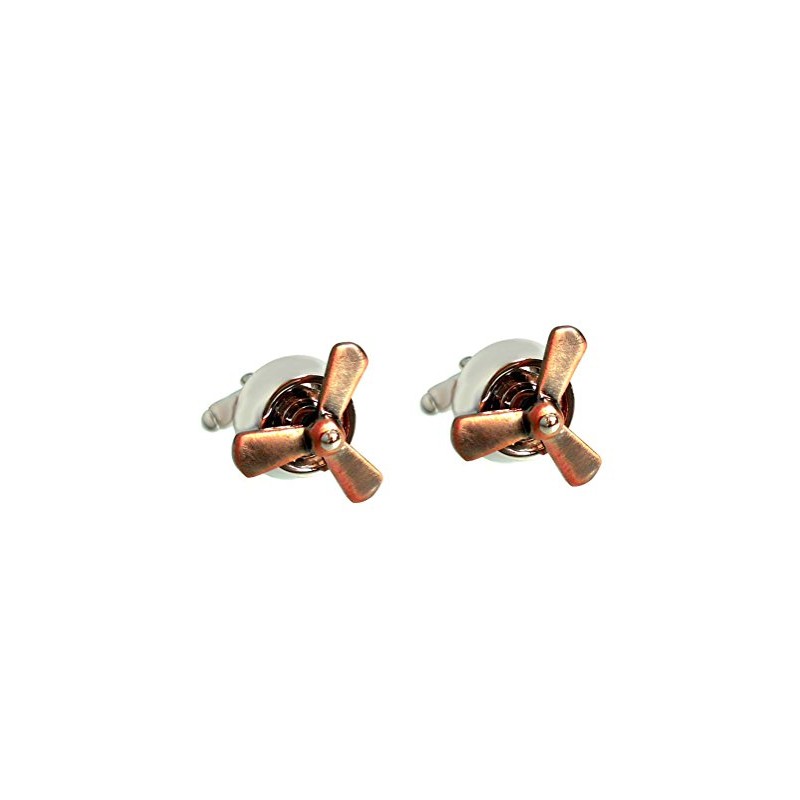 Aircraft Propeller Moving Cufflinks Silver Copper + Silver Box Accessory
