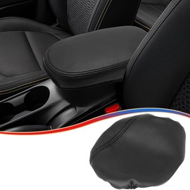 MUXEE Armrest Cover，for kia Soul 2014 2015 2016 2017 2018 2019, Microfiber Leather，Scratch Leather Middle Console Cushion Protector Pad -Black Stitches