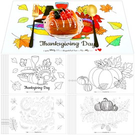 40 Pieces Fall Thanksgiving Placemats for Kids Coloring Activity Place Mats Thanksgiving Coloring Activity Paper Table Mats for Thanksgiving Party Supplies