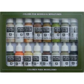 Vallejo Model Color Earthtones Acrylic Paint Set - Assorted Colours (Pack of 16)