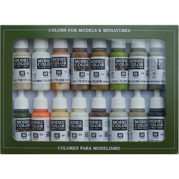 Vallejo Model Color Earthtones Acrylic Paint Set - Assorted Colours (Pack of 16)