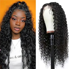 AUOCATTAIL 13x4 Deep Wave Lace Front Wigs Human Hair Curly Glueless Wigs Transparent Lace Pre Plucked with Baby Hair for Women 28 Inch