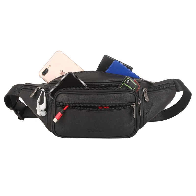 ZZNICK Genuine Leather Fanny Pack, Belt Bag, Multifunction Hip Bum