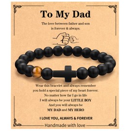 Cross Bracelet Gifts for Men Dad Father Papa Godfather Grandpa Husband,Christian Gifts for Men Faith