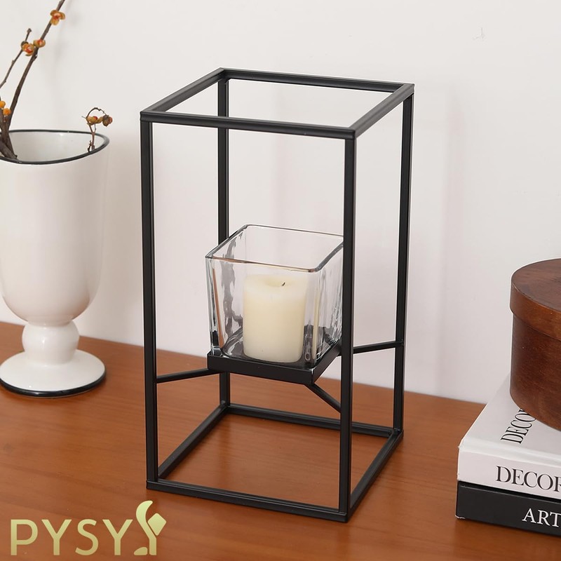 PYSYY Set of Candlestick Holders in Two Sizes, Versatile Square