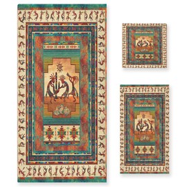 KENADVI Kokopelli Bath Towels Set,Absorbent Soft 3 Piece Southwest Native American Ethnic Tribal Towels for Bathroom,1 Bath Towel 1 Hand Towel 1 Washcloth,Decoractive Guest Bathroom Towels,Brown