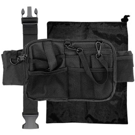 French KOKO Nursing Fanny Pack with Medical Gear Pockets, Tape Holder, and Utility Storage for Stethoscopes, Bandage Scissors Emergency Supplies Student Nurse Use, Black, Horizontal Bag