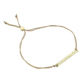 Lucky Feather Morse Code Bracelets for Women - 14K Gold Dipped Bar with Secret Message Engraved on Adjustable 7" - 8" Cord - Friendship Bracelet Gift for Her (Brilliant)