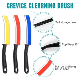 Crevice Cleaning Brush, Bathroom Tile Groove Gap Cleaning Brush,Premium Crevice Cleaning Tool Aluminum Support with 15° Angle,Home Kitchen Groove Gap Window Door Track Tile Groove Bristle (3PCS)