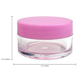 Beauticom 12 Piece 20g/20ml USA Acrylic Round Clear Jars with Lids for Lip Balms, Creams, Make Up, Cosmetics, Samples, Ointments and other Beauty Products (Pink Lid (Flat Top))
