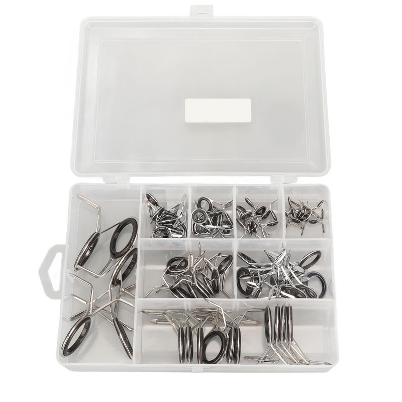 75Pcs Fishing Rod Tip Repair Kit Fishing Rod Guides Stainless
