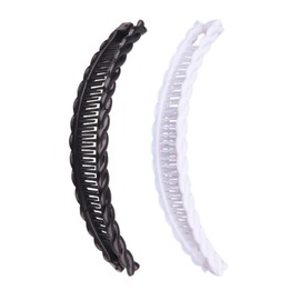 ZOONAI 2Pcs Banana Hair Claw Clips, Women Girls Banana Hair Comb Ponytail Holder Hair Jaw Hair Accessories for for Fine Thick Hair (Black White, One Size)