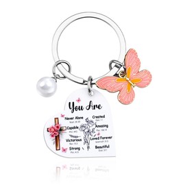 Religious Christian Gifts for Women Girls You Are Never Alone Keychain for Backpack Purse Charm Christian Catholic Encouragement Inspirational Gifts for Girls Women Bible Verse Keychain
