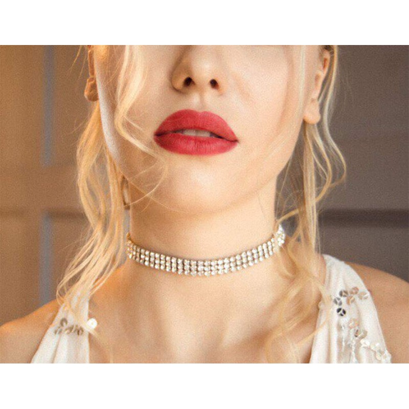 EFTOM Rhinestone Necklaces for Women 14K Gold Plated Diamond Choker
