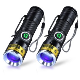 DARKDAWN Linternas de luces negras UV de 365 nm recargables por USB, Lámpara de Wood LED ultravioleta portátil Mini, luz negra para detección de orina de gatos, manchas secas, vidrio de uranio