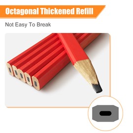 72Pcs Octagonal Carpenter Pencil, 175mm Hard Black Lead Joiner Pencils Carpenter Marking Drawing Pencil, Wooden Red Hard Carpenters Pencil with Solid Black Lead Carpenter Pencil for Woodworking
