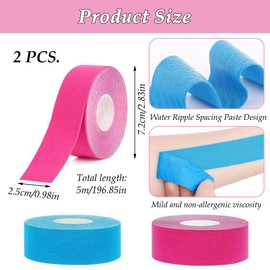 CHENNAN Pack of 2 Anti-Wrinkle Face Tape, Wrinkle Patch, Lifting Tapes Face, for Firming and Firming the Skin, Prevention and Reduction of Wrinkles, 2.5 cm x 5 m (Pink + Blue)