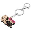 WEVENI Acrylic Valentines Day Heart Donuts Pug Dog Keychain Novelty