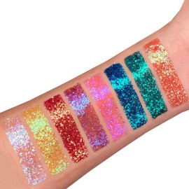 Moon Glitter Shaker with Iridescent Glitter - 100% Cosmetic Glitter for Face, Body, Nails, Hair and Lips - 5g - Cerise Red