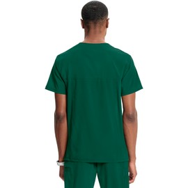 Cherokee Infinity V- Neck Men's Scrub Top with Rib Knit Back Panels Plus Size CK900A, 4XL, Hunter Green