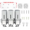 No-Drill 3 Pack 500ml Wall Mounted Soap Dispenser for Bathroom