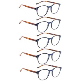 NORPERWIS 5 Pairs Reading Glasses - Standard Fit Spring Hinge Readers Glasses for Men and Women (5 Pack Blue/Tortoise-2, 3.00)