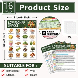 16Pcs Low FODMAP Food List Chart Poster for Beginners FODMAP Friendly Health Food Guide weekly Monthly Meal Plan Foods To Avoid Easy Recipes for IBS Symptom Relief Low FODMAPs Diet SIBO Bloating