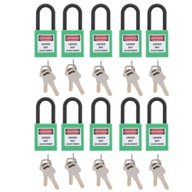 cyrank Lockout Tagout Locks, 10 Safety Padlocks with 20 Keys Loto Locks Keyed Differently Lock for Lock Out Tag Out Kits Station(Green)