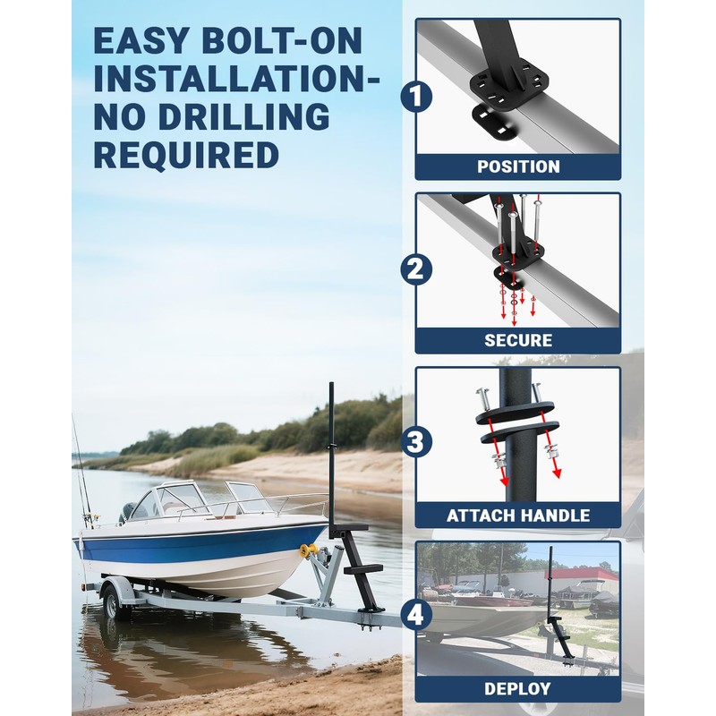 Boat Trailer Steps with Handrail Heavy-Duty Boats Boarding Step Ladder
