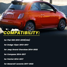 2x LED License Plate Light Assembly for Fiat 500 2013-2019 Dodge Viper 2013-2017, Tag Lamps for Jeep Grand Cherokee 2014-2022 Compass Patriot,68228930AA