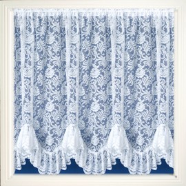 Maple Textiles Austrian Flounce Victorian Flower Lace Thick Net Curtain Sold By The Metre (White, 54" (137cm) Drop)