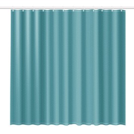 Rayen | Bathroom Curtains | Shower Curtain or Bath | Waterproof | Polyester | Quick Drying | Opaque PVC Rings | Includes 12 Hooks | 180 x 200 cm | Blue with White Stripes