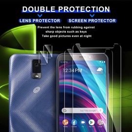 Ogrish [2+2 Pack Screen Protector for BLU View 3 (B140DL) and Camera Lens Protector - Tempered Glass,Anti-fingerprint,Shatter Proof,HD Clarity