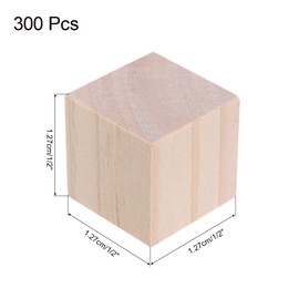 sourcing map 300pcs Wood Blocks, 1/2" x1/2" x1/2" Square Unfinished Wood Cube for DIY, Arts Decoration, Crafts Whittling, Hand Carved