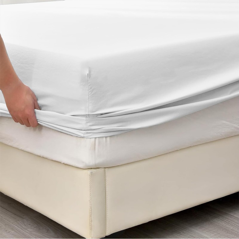 AL NOOR HOME Premium White Fitted Sheet - 100% Pure