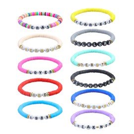 yeemeen Freundschaft Armbänder Set Böhmen Stretch Armbänder, Buntes Perlen Stretch Armband Einstellbare Stretch Perlen Armband Mit Buchstaben-Perlen, Schmuck Für Frauen Und Mädchen