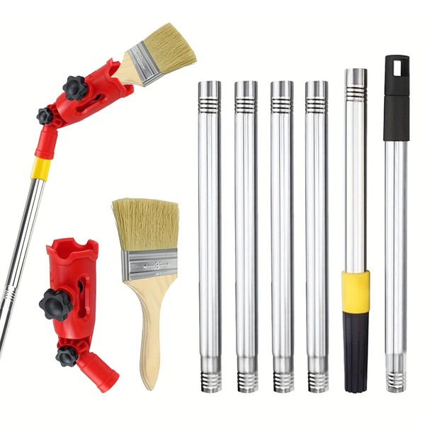 Multi-Angle Paint Brush Extension Pole Set, 180-Degree Multi-Angle Rotation, 1.7M