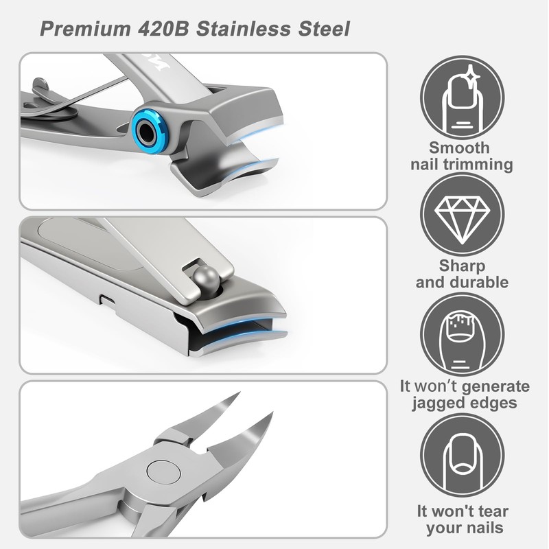 NORCHAN Heavy Duty Toenail Clipper Set for Seniors with Case
