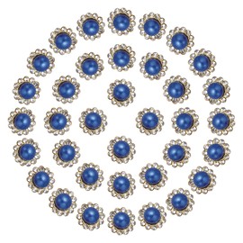 PATIKIL 12mm Sunflower Pearl Sew on Rhinestones, 200 Pcs Rhinestone Sequin Embellishments Crystal Glass Metal Base Flower Claw Rhinestones for Bedazzling Crafting Clothes, Sapphire Blue