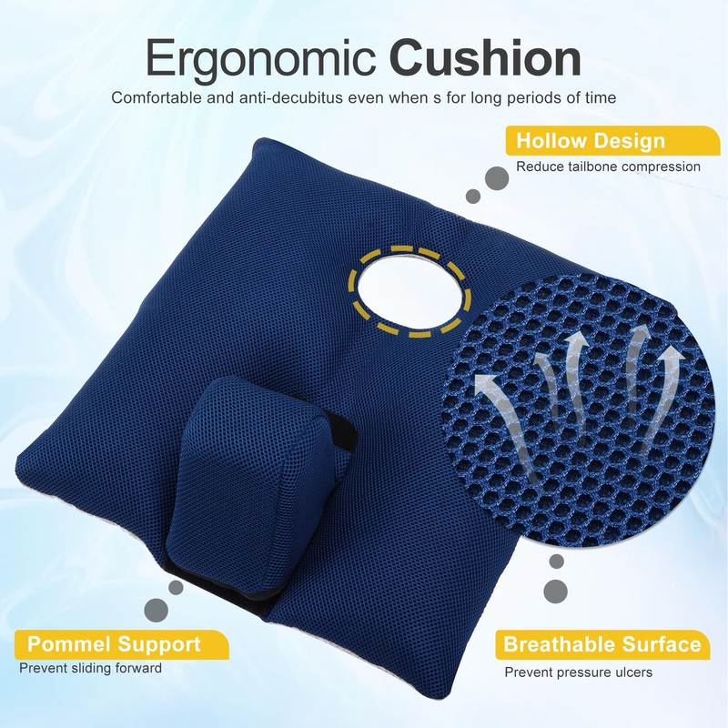 NIdreamCE Wheelchair Wedge Pommel Cushion with Safety Straps Non-Slip Wheelchair