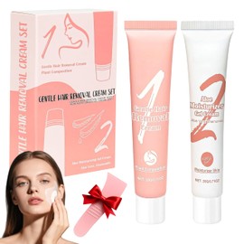 2 x Hair Removal Cream for Face, Gentle Hair Removal Cream & Aloe Vera Moisturising Gel, Facial Hair Removal Cream, Soothing Hair Removal Cream for Face and Body