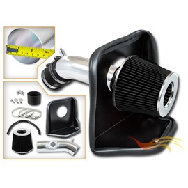 Cold Air Intake System with Heat Shield Kit + Filter Combo BLACK Compatible For 14-18 3/14-21 6 2.5L L4