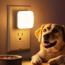 LED Night Lights Plug into Wall, 2 Pack, Nightlight with Light Sensor Dusk to Dawn, 0.3W Square Plug in Night Light for Kids, 3000K Warm White Night Light for Bathroom Bedroom Kitchen