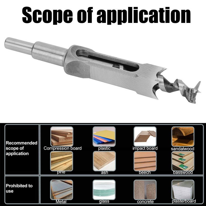Square Hole Drill Bit 20mm Mortise Chisel Drill Square Drill