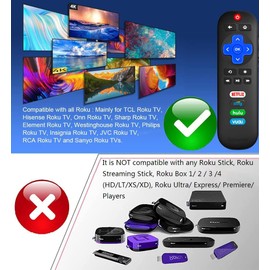 Universal Replace Remote for All Roku TCL Hisense ONN TV, with Luminous Protective Case, RC280 Replacement for TCL Roku/Hisense Roku/ONN Roku/Sharp Roku TV