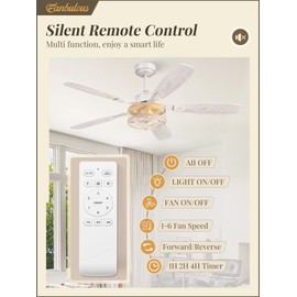 52 Inch Farmhouse Ceiling Fan with Light and Remote, White and Gold Flush Mount Ceiling Fans with 6 Speed Reversible Motor and Dual Finish 5 Blades, Rustic Ceiling Fan for Living Room, Bedroom